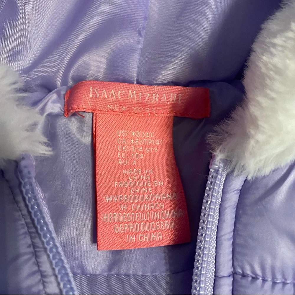 ISAAC MIZRAHI Fur Trimmed Hooded Puffer Vest Child XS (4)